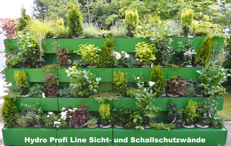 Bepflanzter Sichtschutz und Schallschutz Hydro Profi Line Pflanzsysteme