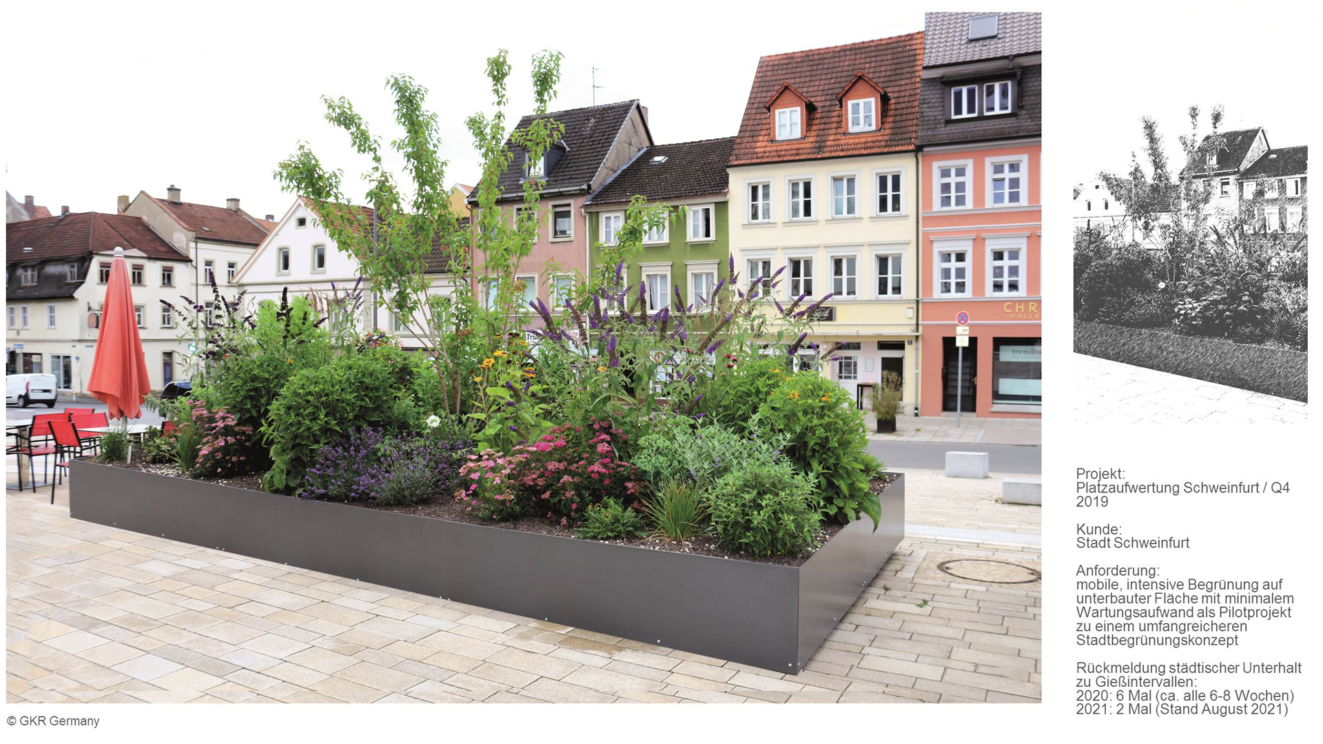 Nachhaltige, funktionelle Stadtbegrünungen + Flächenbegrünungen mit Hydro Profi Line Pflanzeninselsysteme