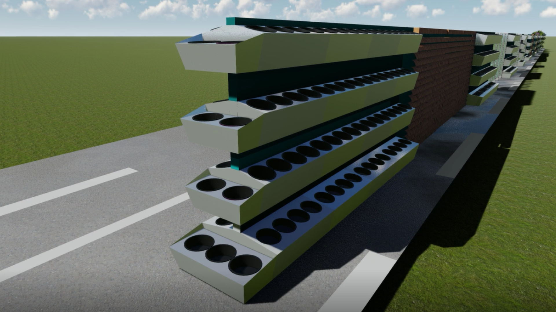HPL Sichtschutzwand / Schallschutzwand als Straßenbegrenzung