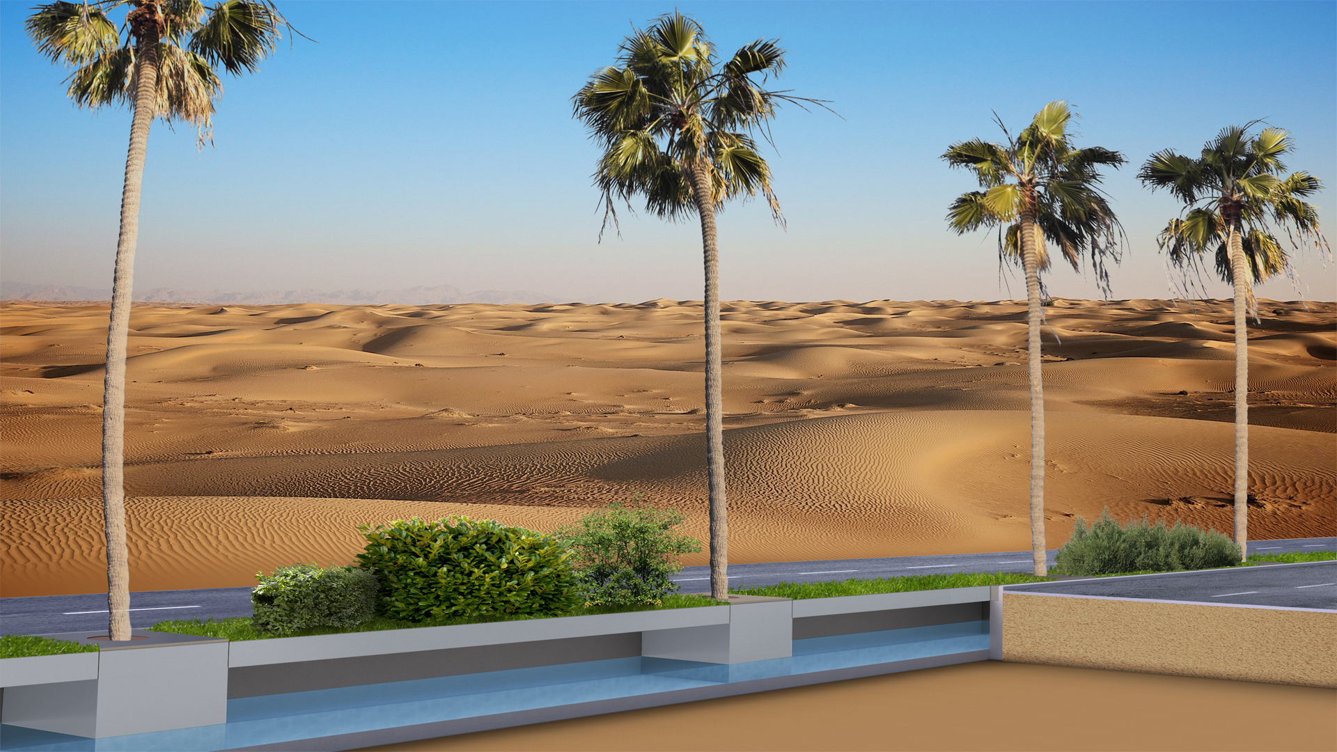 Wüstenbegrünungssysteme mit Hydro Profi Line® Begrünungssystemen zur Begrünung von Wüstenflächen, Gesteinsflächen und Flächen ohne Erde