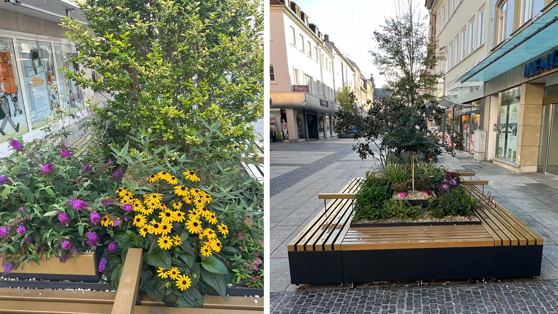Pflanzeninseln mit Sitzgelegenheit für Stadtbegrünungen in jeder Form und Größe